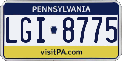 PA license plate LGI8775