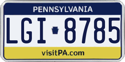 PA license plate LGI8785