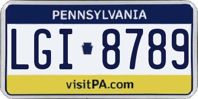 PA license plate LGI8789