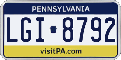 PA license plate LGI8792
