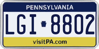 PA license plate LGI8802