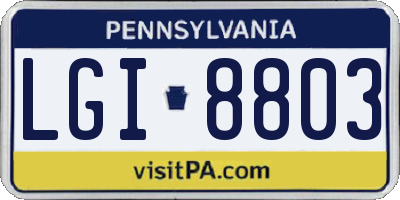 PA license plate LGI8803