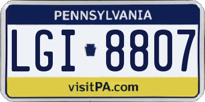 PA license plate LGI8807
