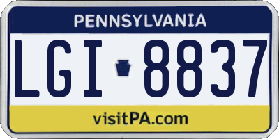 PA license plate LGI8837