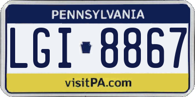 PA license plate LGI8867