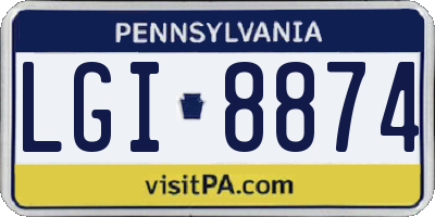 PA license plate LGI8874