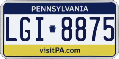 PA license plate LGI8875