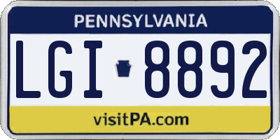 PA license plate LGI8892