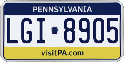 PA license plate LGI8905