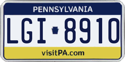 PA license plate LGI8910