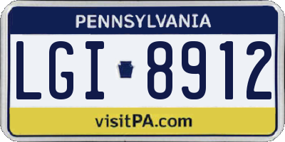PA license plate LGI8912