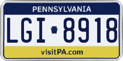 PA license plate LGI8918