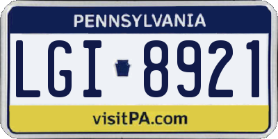 PA license plate LGI8921