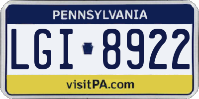 PA license plate LGI8922