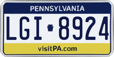 PA license plate LGI8924