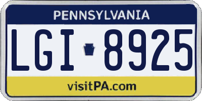 PA license plate LGI8925