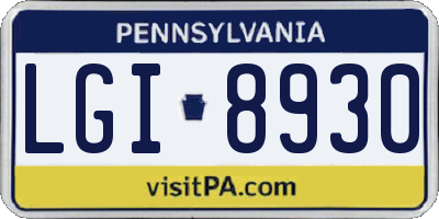 PA license plate LGI8930