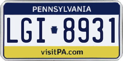 PA license plate LGI8931