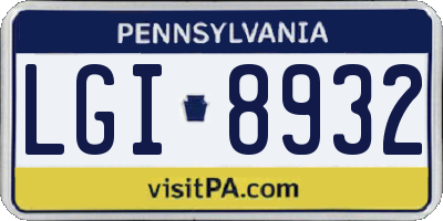 PA license plate LGI8932