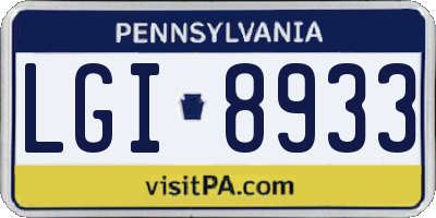 PA license plate LGI8933