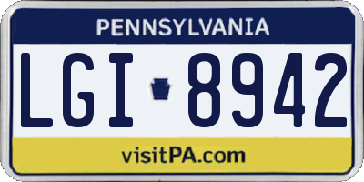 PA license plate LGI8942