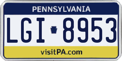 PA license plate LGI8953
