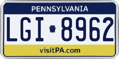 PA license plate LGI8962