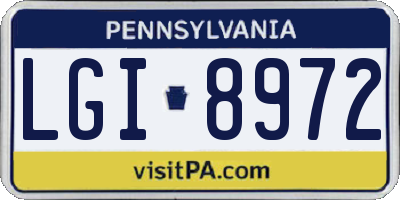PA license plate LGI8972