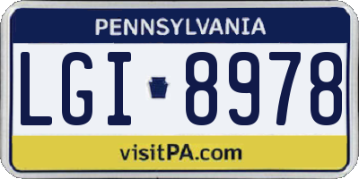 PA license plate LGI8978