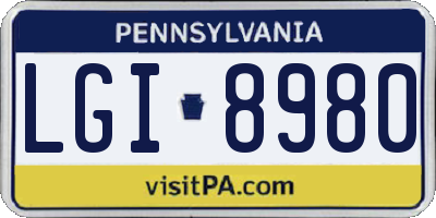 PA license plate LGI8980