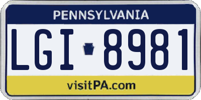 PA license plate LGI8981