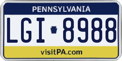 PA license plate LGI8988