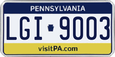PA license plate LGI9003