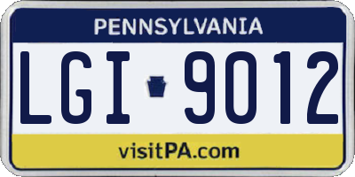 PA license plate LGI9012