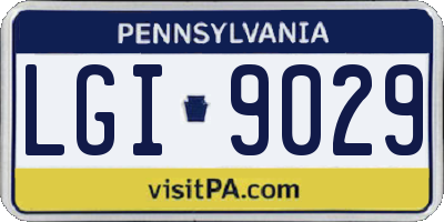 PA license plate LGI9029