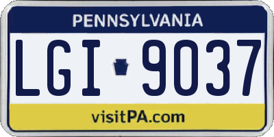 PA license plate LGI9037