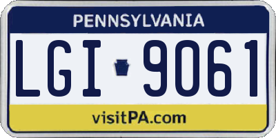 PA license plate LGI9061