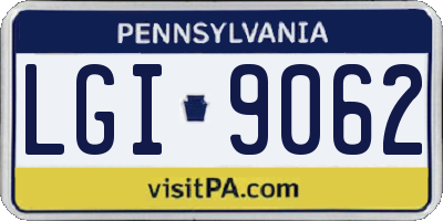 PA license plate LGI9062
