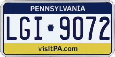 PA license plate LGI9072