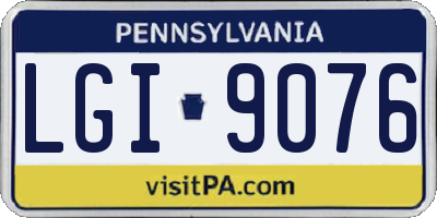 PA license plate LGI9076