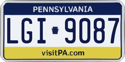 PA license plate LGI9087