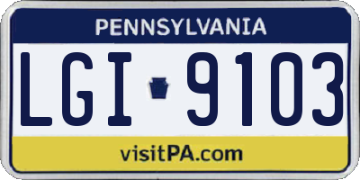 PA license plate LGI9103