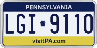PA license plate LGI9110