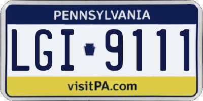 PA license plate LGI9111