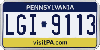 PA license plate LGI9113