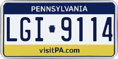 PA license plate LGI9114