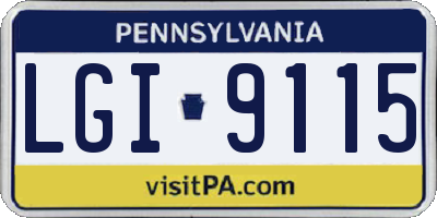 PA license plate LGI9115