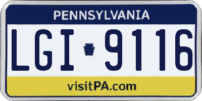 PA license plate LGI9116