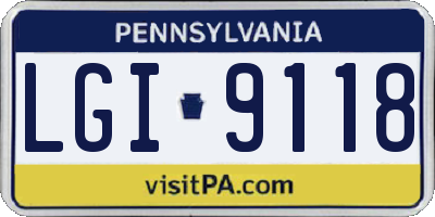 PA license plate LGI9118
