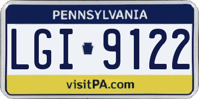PA license plate LGI9122